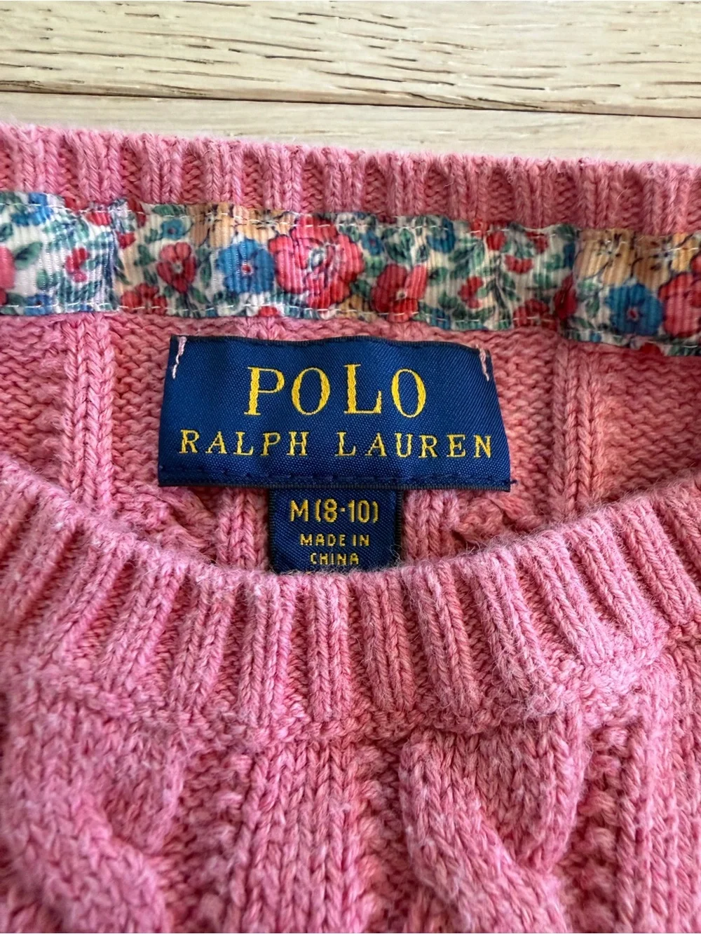 Polo by Ralph Lauren Pink Cable-Knit Crewneck Sweater